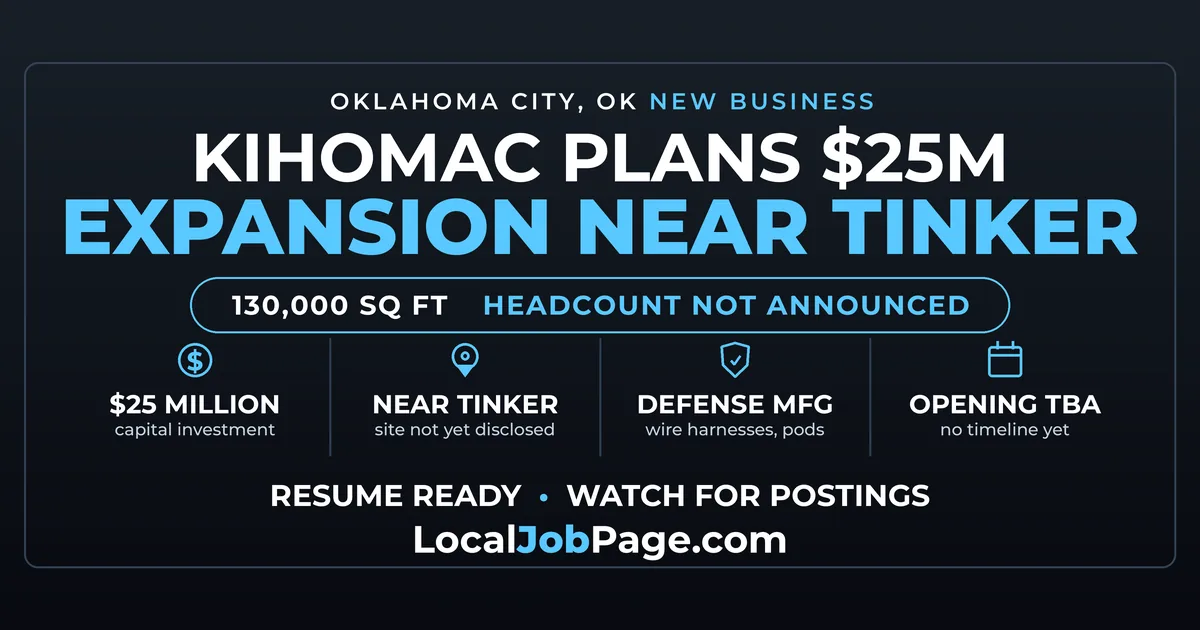 KIHOMAC Plans $25M Expansion Near Tinker: What It Means for OKC Aerospace Jobs