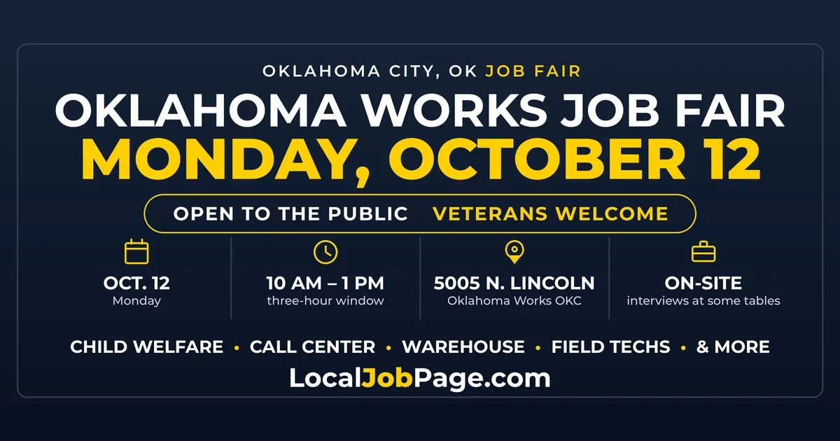 Oklahoma Works Job Fair Oct. 12 in OKC: Who's Interviewing On Site