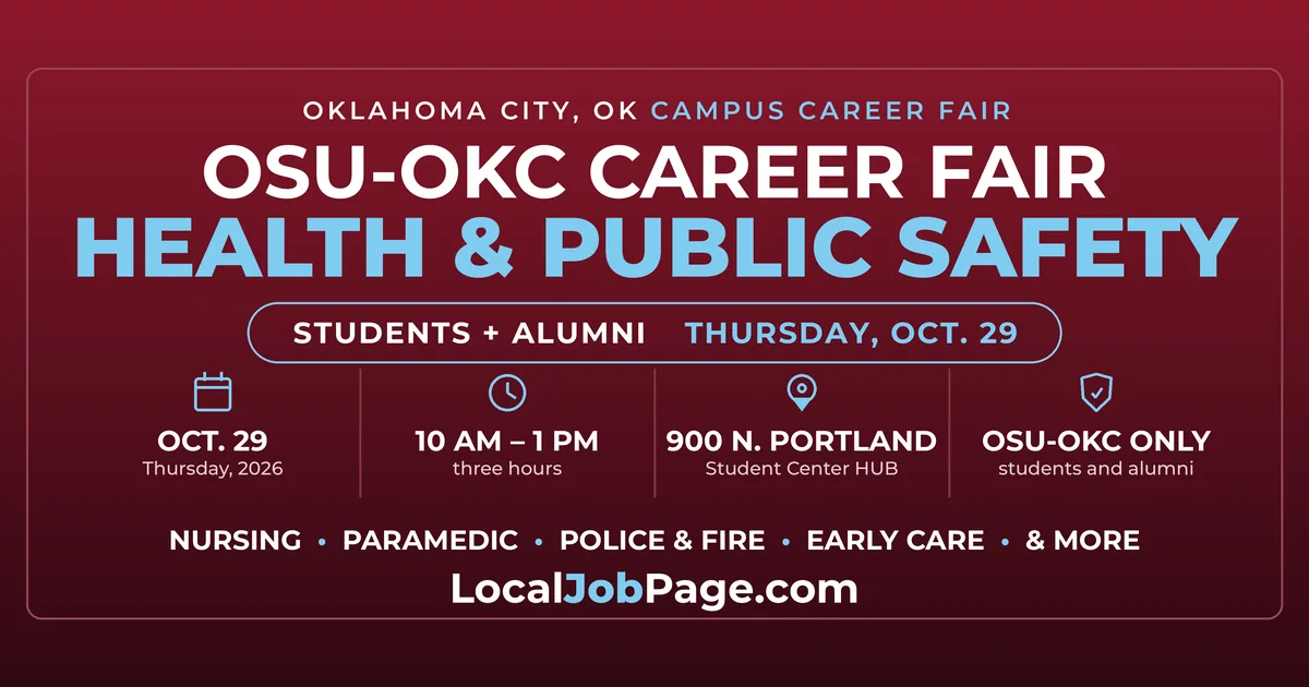 OSU-OKC Health, Public Safety and Education Career Fair Oct. 29: Who Can Go and Who's Recruiting