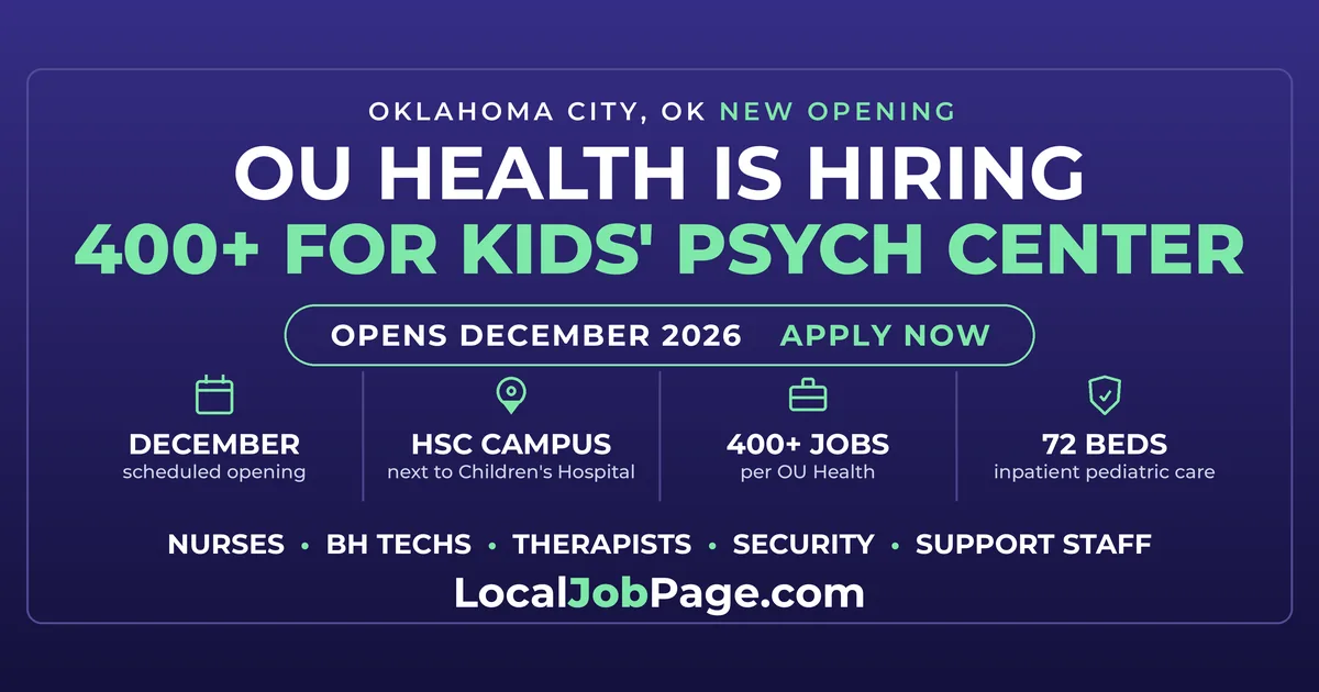 OU Health's New Children's Behavioral Health Center Is Hiring 400+ in OKC